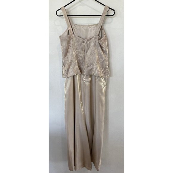 Alex Evenings Champagne Beige Two Piece Jacket Sleeveless Dress Womens 6 Shiny - Picture 3 of 10